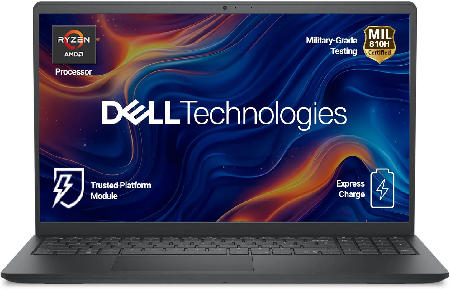 Dell 15 (Previously Inspiron), R5-7520U Processor, 8GB LPDDR5 RAM, 512GB SSD, FHD 15.6"/39.62 cm Display, Windows 11 Home, Carbon Black, 1.63kg, Standard Keyboard, 15 Month McAfee, Thin & Light Laptop