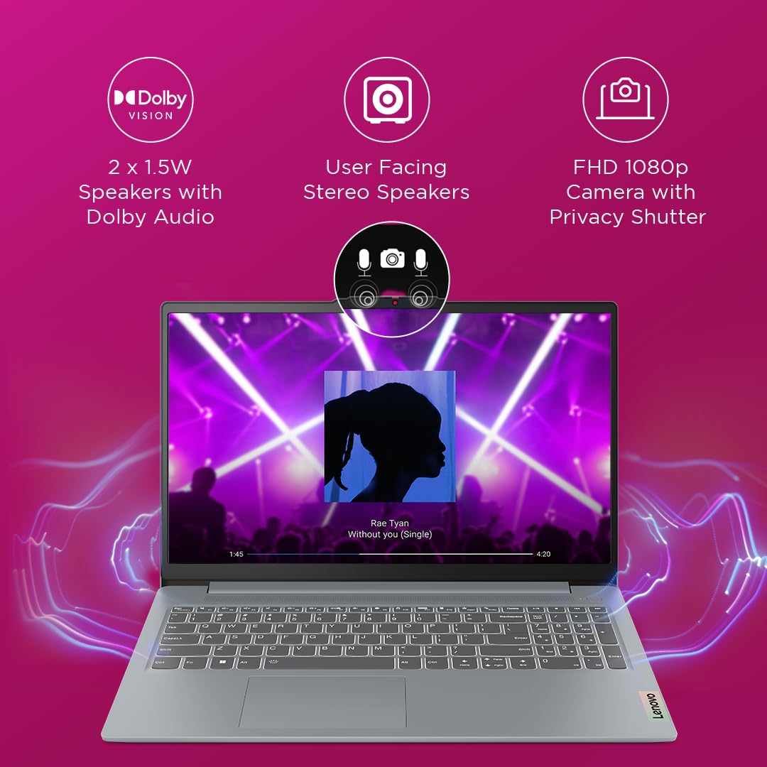 Lenovo IdeaPad Slim 3, Intel Core i3 13th Gen 1315U, 8GB RAM, 512GB SSD, FHD 15.6"(39.6cm), Windows 11, Office 2024, Grey, 1.6Kg,